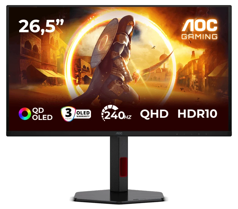 Монiтор TFT AOC 26.5" Q27G4ZDR QHD QD-OLED 240Hz HDMI DP Pivot USB Black/Red