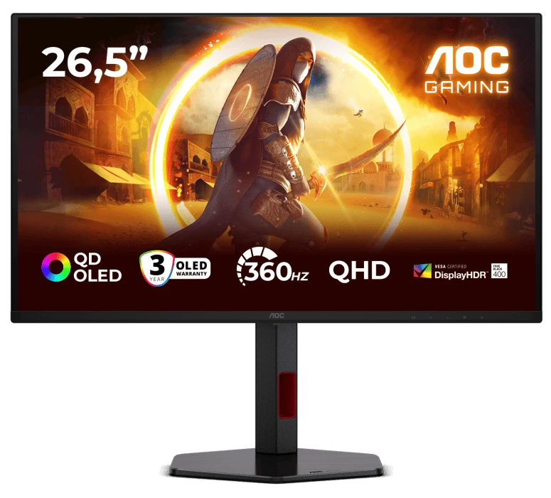 Монiтор TFT AOC 26.5" Q27G4SDR QHD QD-OLED 360Hz HDMI DP USB Pivot USB G-Sync