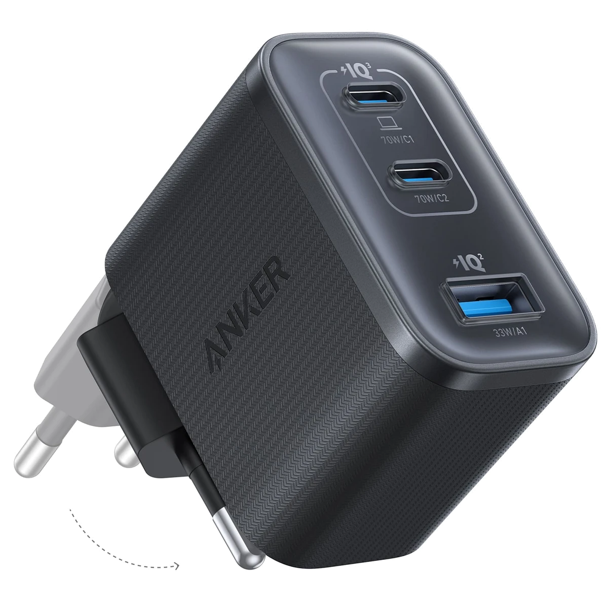 мережева зарядка ANKER Charger - 70W, 2xUSB-C PD & 1xUSB-A (Чорний)