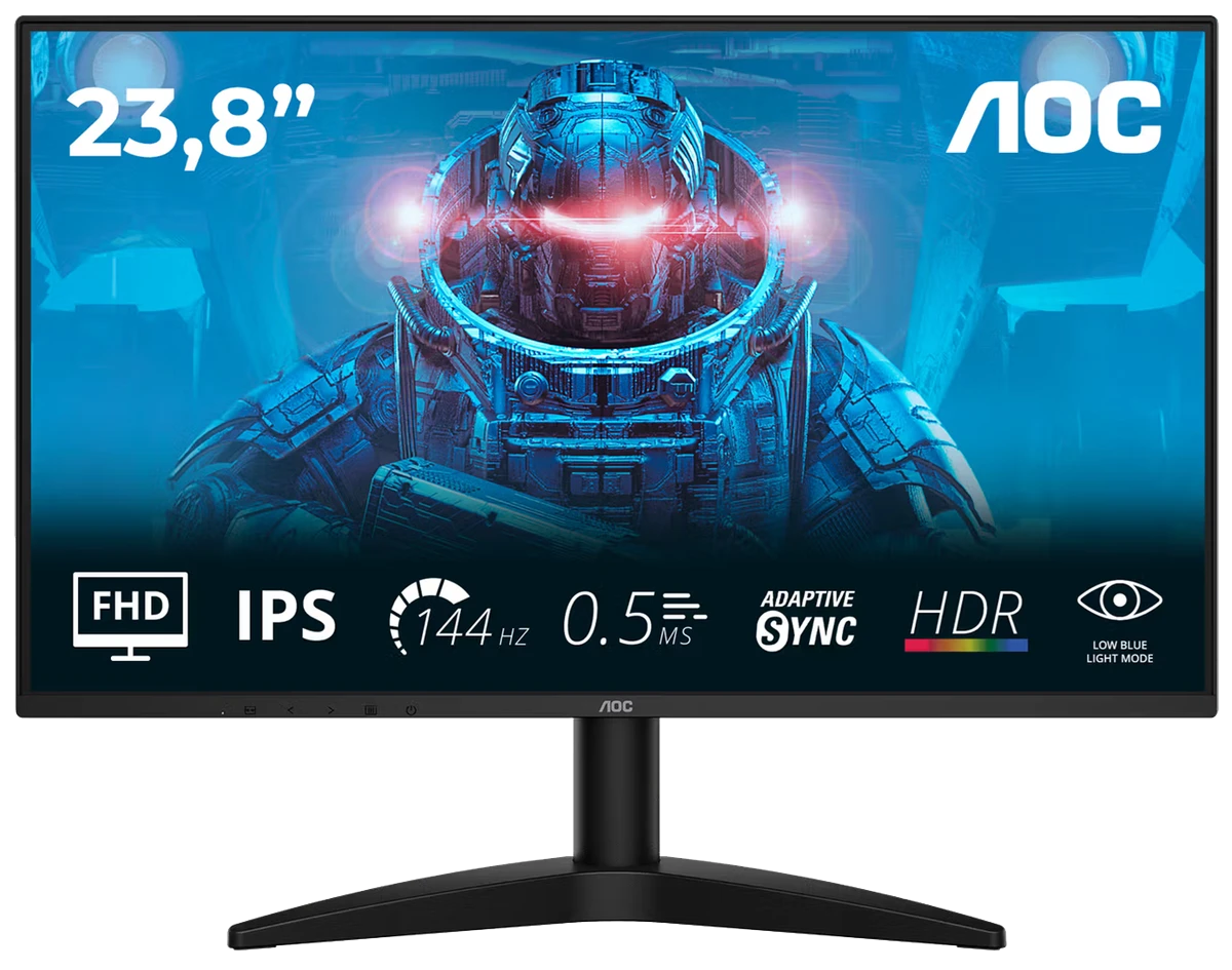 Монiтор TFT AOC 23.8" 24B36X IPS FHD 300nit 144Hz HDMI DP чорний
