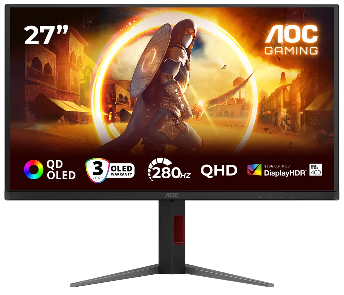 Монiтор TFT AOC 27" Q27G4ZD QHD QD-OLED 280Hz 1000nit HDMI DP Pivot USB G-Sync