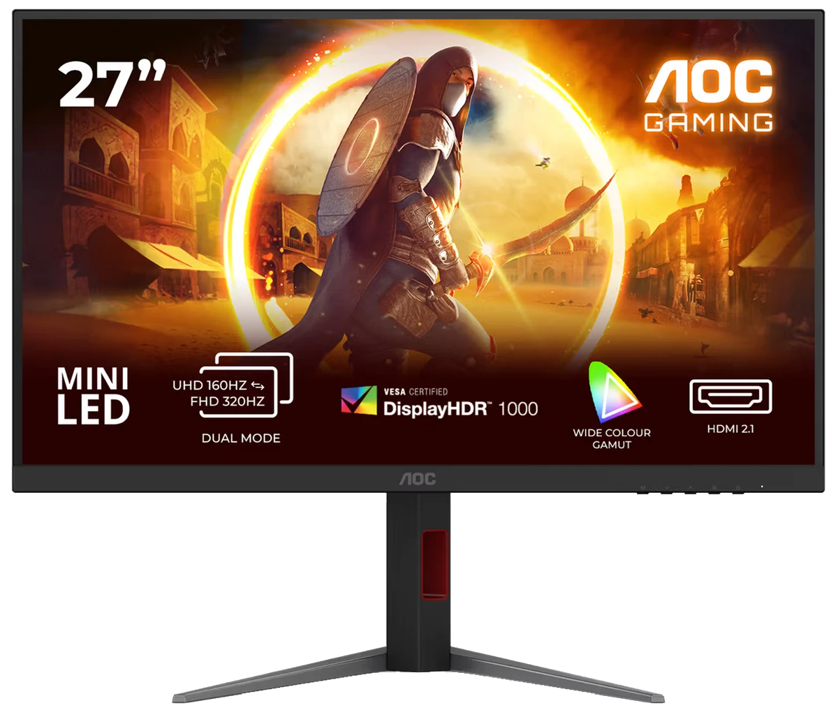 Монiтор TFT AOC 27” U27G4XM MiniLED IPS 4K 160Hz 1200nit HDMI DP Pivot USB G-Sync