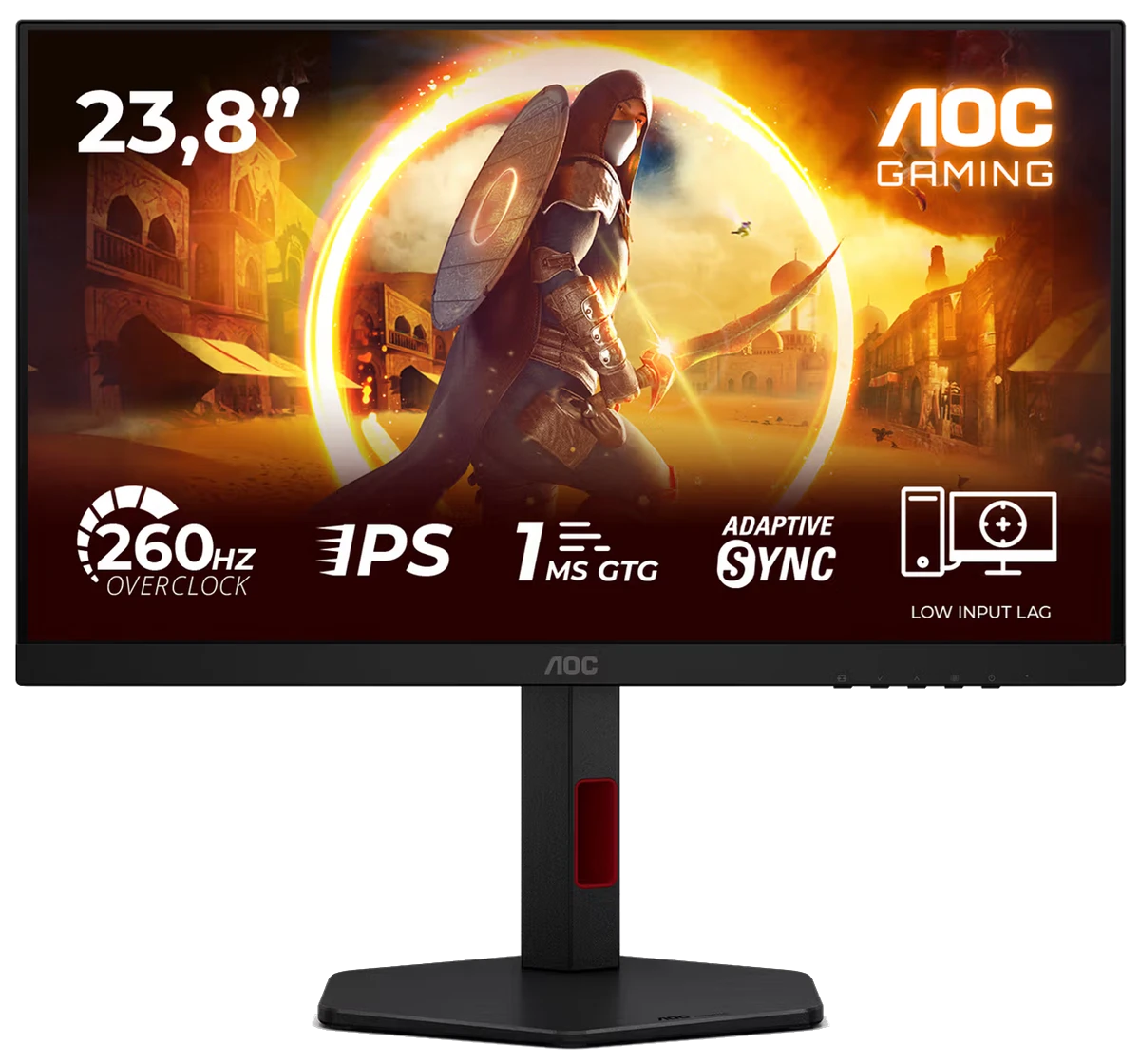 Монiтор TFT AOC 23.8" 24G4ZR IPS FHD 300nit 260Hz(OC) 2*HDMI DP Pivot Black/Red
