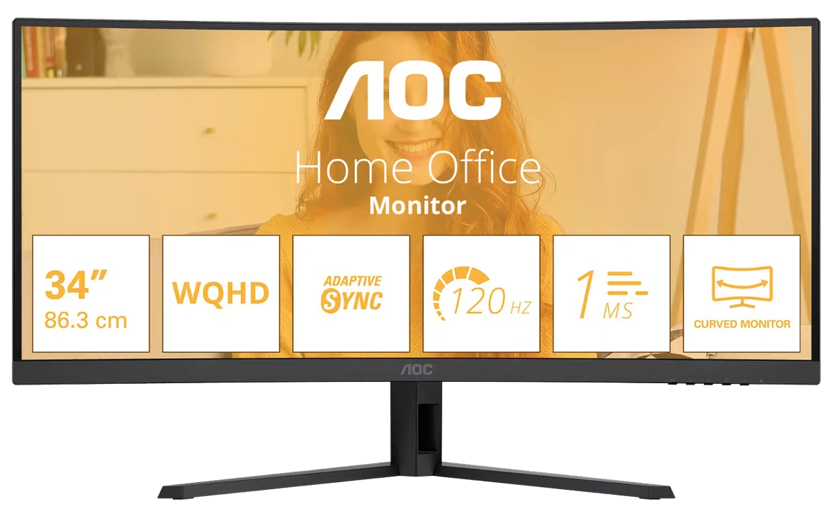 Монiтор TFT AOC 34" CU34B3E 21:9 VA Curved WQHD 120Hz HDMI DP Black