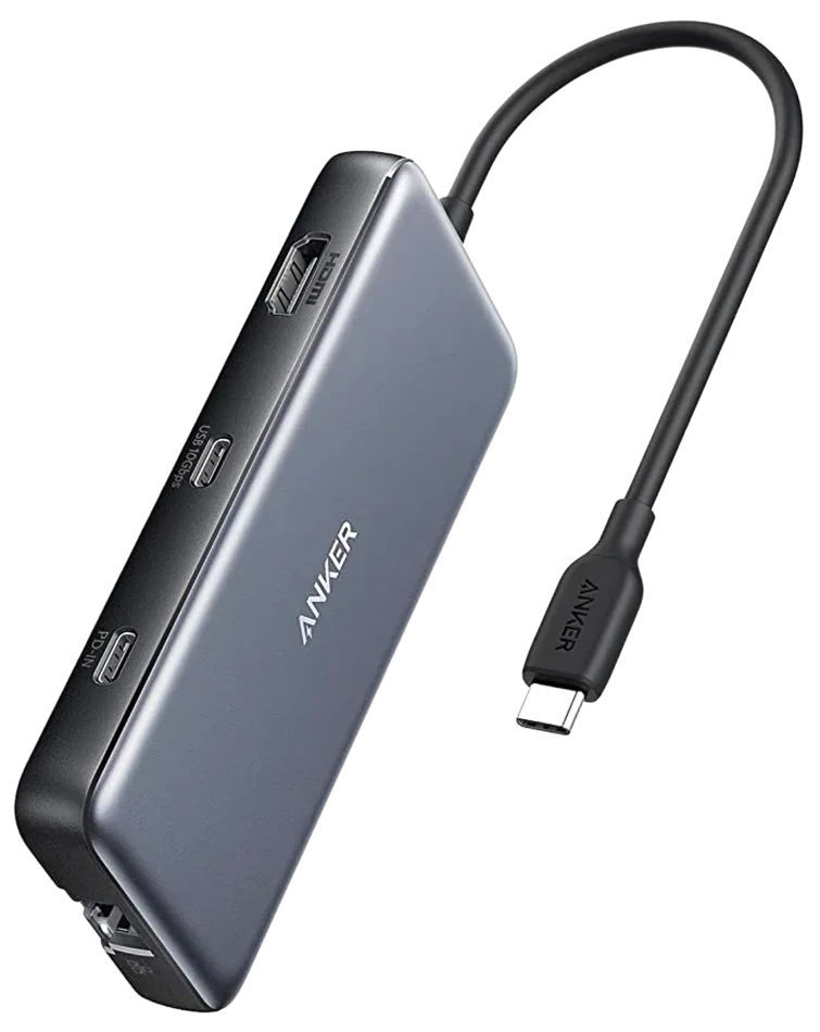 кабель ANKER PowerExpand 8-in-1 - PD in 100W/HDMI/2xUSB-A/USB-C 10Gbps/LAN/SD (Black) USB-концентратор (хаб)