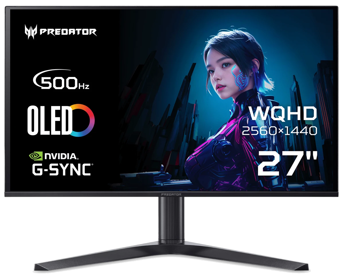 Монiтор TFT ACER 26.5" Predator X27UF5bmiippruzx (UM.GXXEE.501) OLED QHD 500Hz HDMI DP USB-C Pivot USB