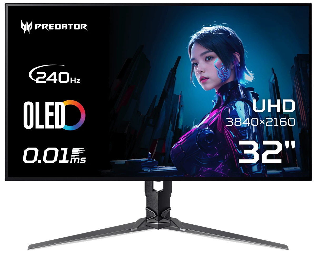 Монiтор TFT ACER 31.5" Predator X32X3bmiiphuzx (UM.JXXEE.301) OLED 4k 240Hz 2*HDMI DP USB-C HAS USB MM