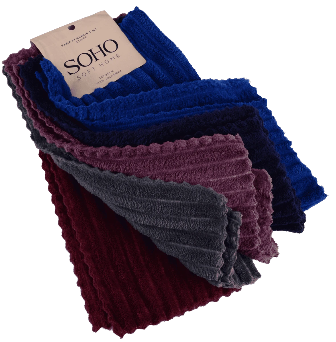 Текстиль банний SOHO Наб. руш. 30*30см мікроф. Stripe 5 шт.