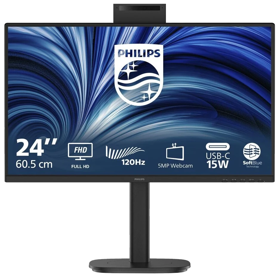 Монiтор TFT PHILIPS 23.8" 24B2N3200JH/00 IPS FHD 120hz VGA HDMI DP USB Pivot WebCam MM
