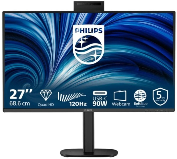 Монiтор TFT PHILIPS 27" 27B2U3601H/00 IPS QHD 120Hz HDMI DP USB-C WebCam Pivot USB MM