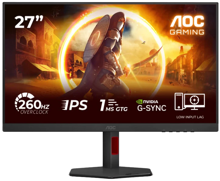 Монiтор TFT AOC 27" 27G4ZR IPS FHD 300nit 260Hz(OC) 2*HDMI DP Pivot G-Sync Black