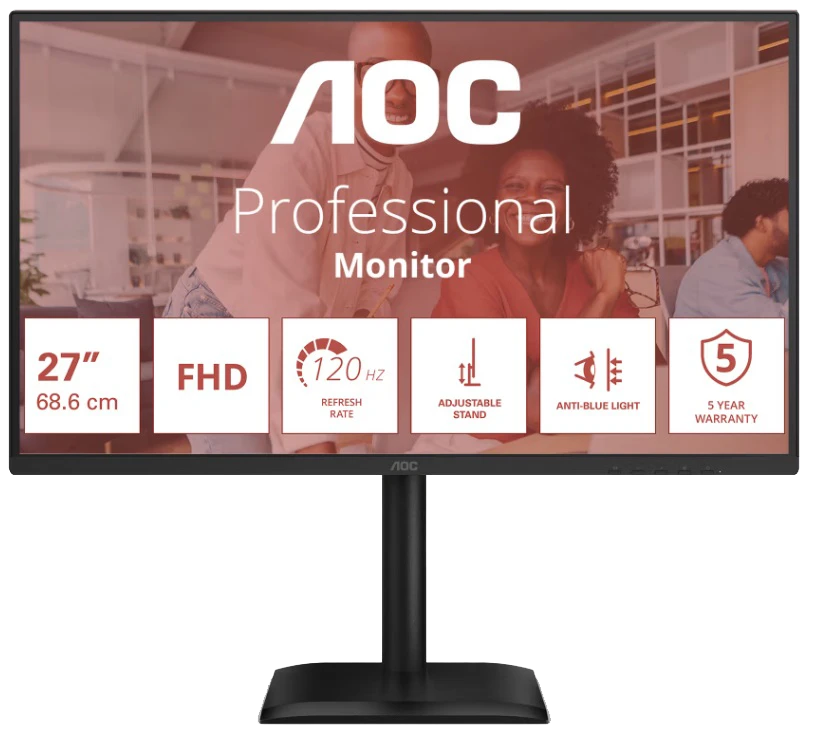 Монiтор TFT AOC 27" 27E4U IPS FHD 120Hz 300nit VGA HDMI DP Pivot USB hub MM Black