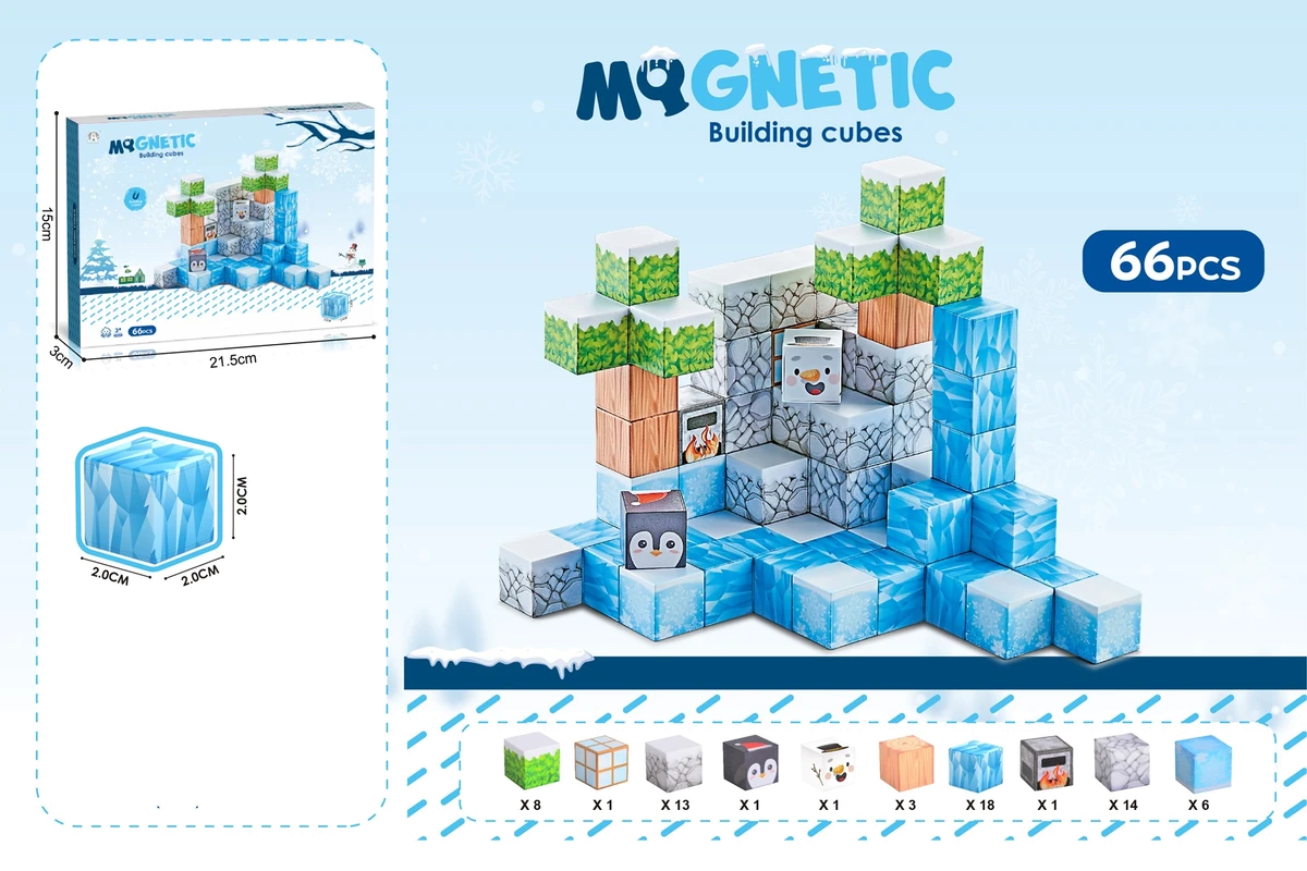 Магнітний конструктор Зимова казка 2 см, 66 ел. Magnetic