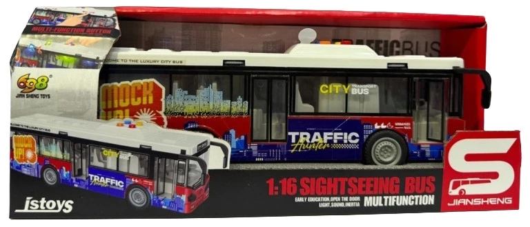 Іграшка CARS S Міський автобус 1:16 (інерція, звук, двері відкриваються)