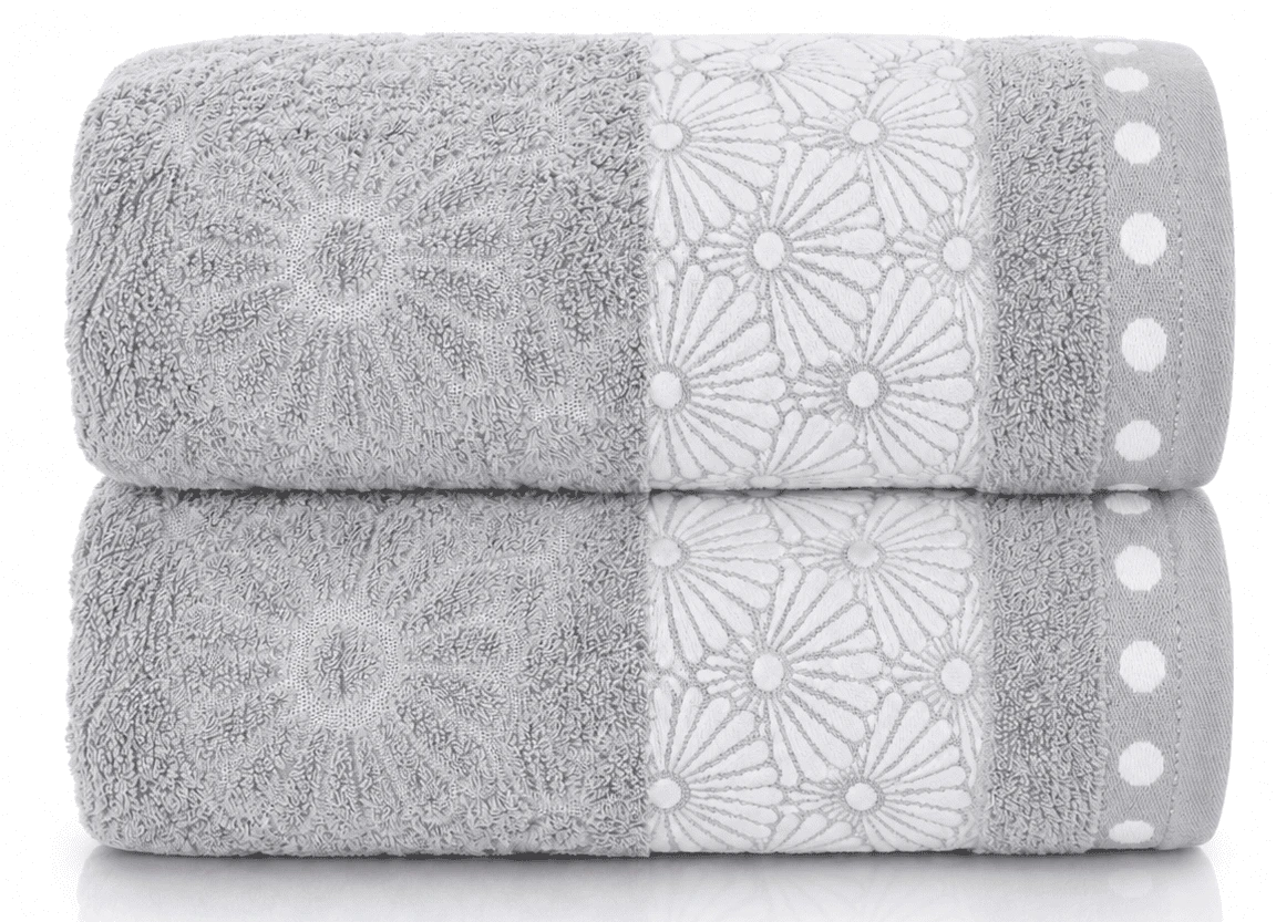 Текстиль банний SOHO Наб. руш. 50*90+70*140см в коробці бавовна Flower Light Gray
