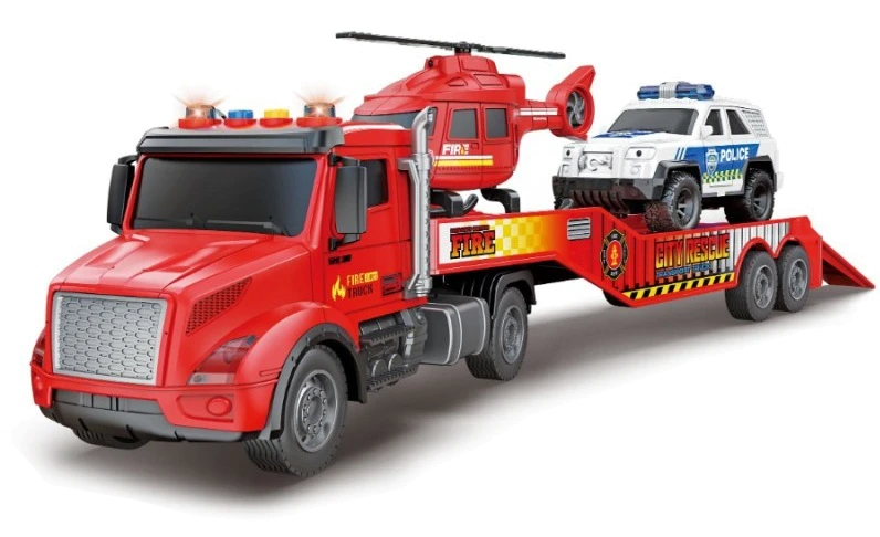 Іграшка CARS S Набір 2в1 Червоний трал, гелікоптер і поліцейська машина (інерція, звук, світло)