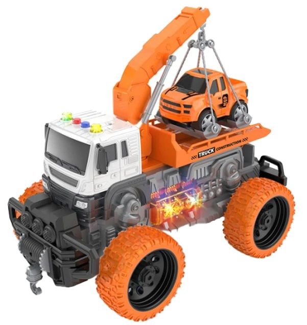 Іграшка CARS S Евакуатор-позашляховик помаранчевий з машинкою 1:16 (інерція, звук, світло, рухомі частини, лебідка)