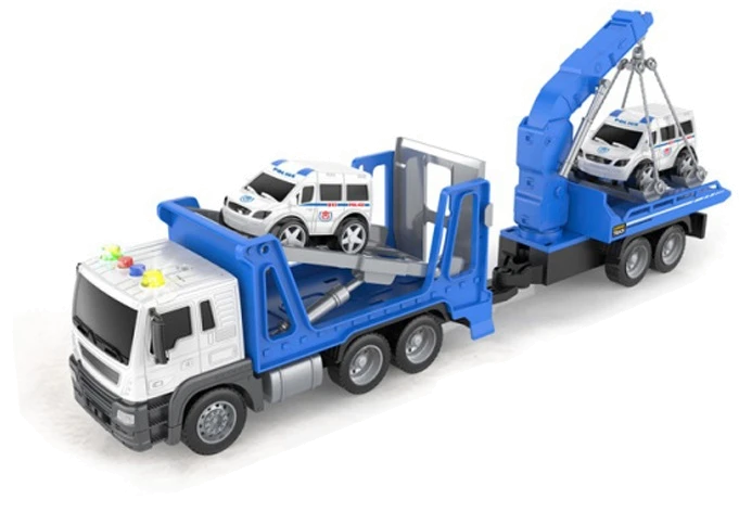 Іграшка CARS S Евакуатор з 2 машинками 1:16 (інерція, звук, світло, рухомі частини)