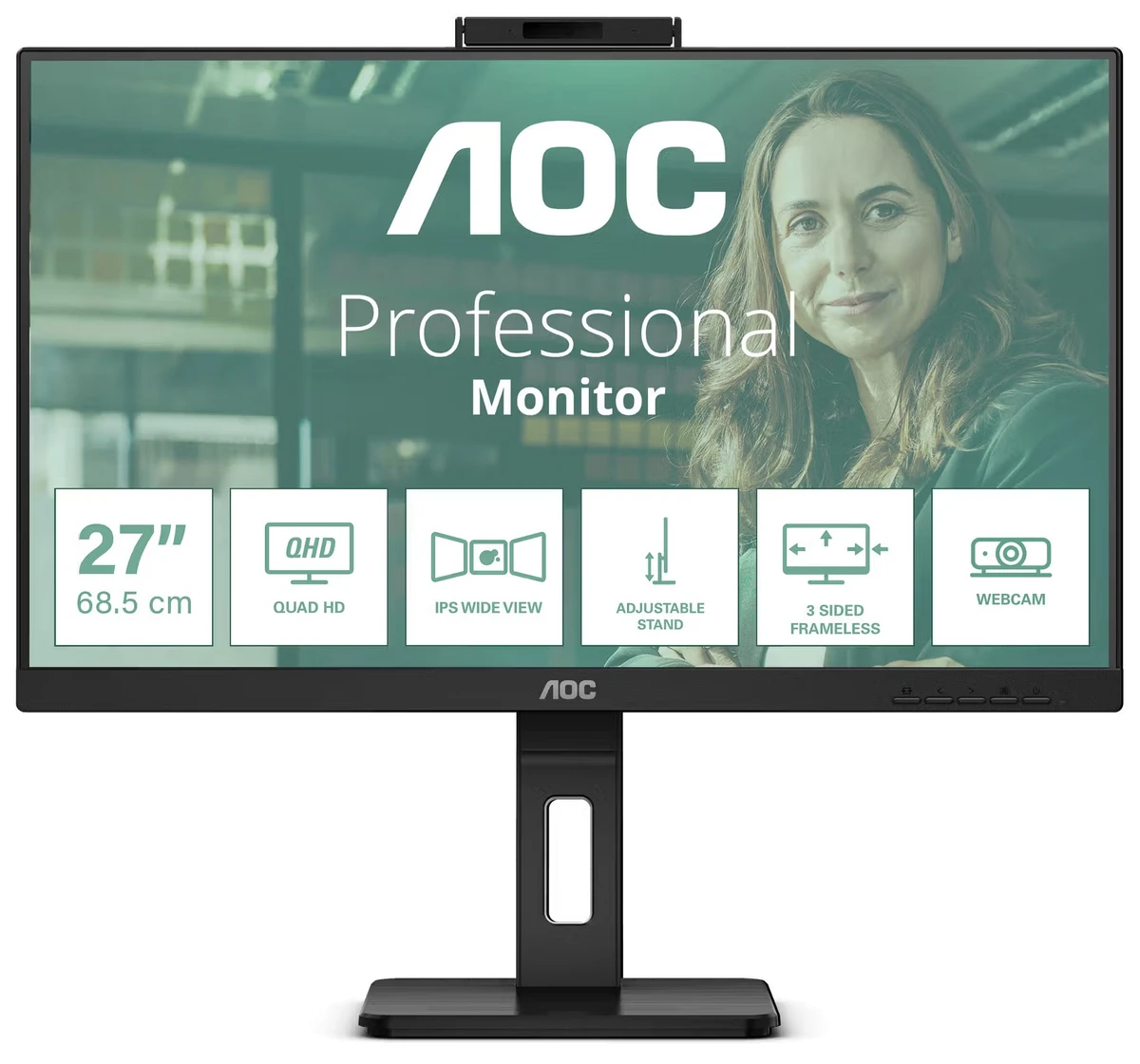 Монiтор TFT AOC 27" Q27P3QW IPS QHD 100Hz 2*HDMI DP WebCam Pivot USB MM