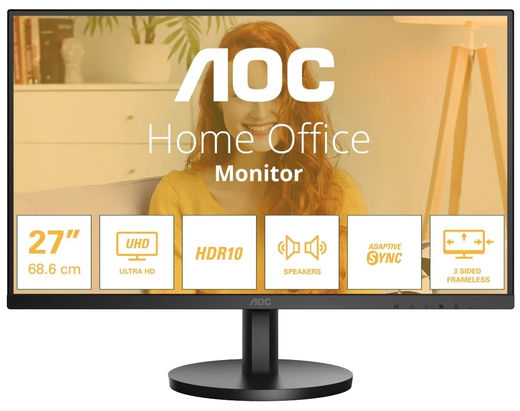 Монiтор TFT AOC 27" U27B3A IPS 4K 60Hz 2*HDMI DP MM Black