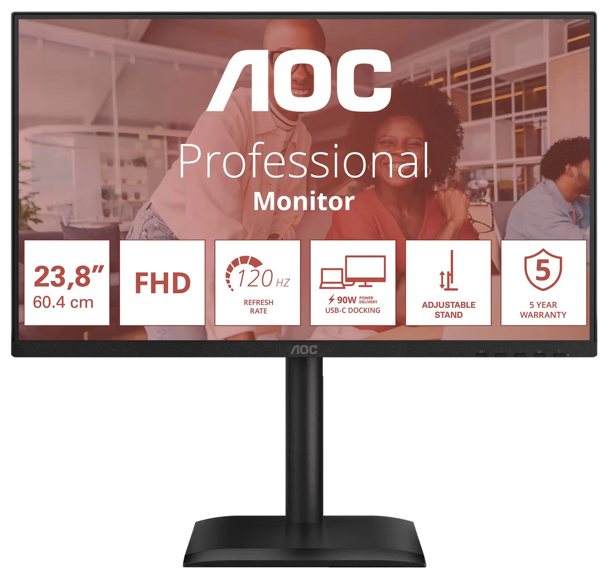 Монiтор TFT AOC 23.8" 24E4CV IPS FHD 120Hz HDMI DP USB-C RJ-45 Pivot USB MM Black