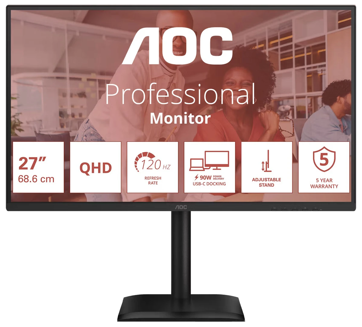 Монiтор TFT AOC 27" Q27E4CV IPS QHD 120Hz HDMI DP USB-C RJ-45 Pivot USB MM
