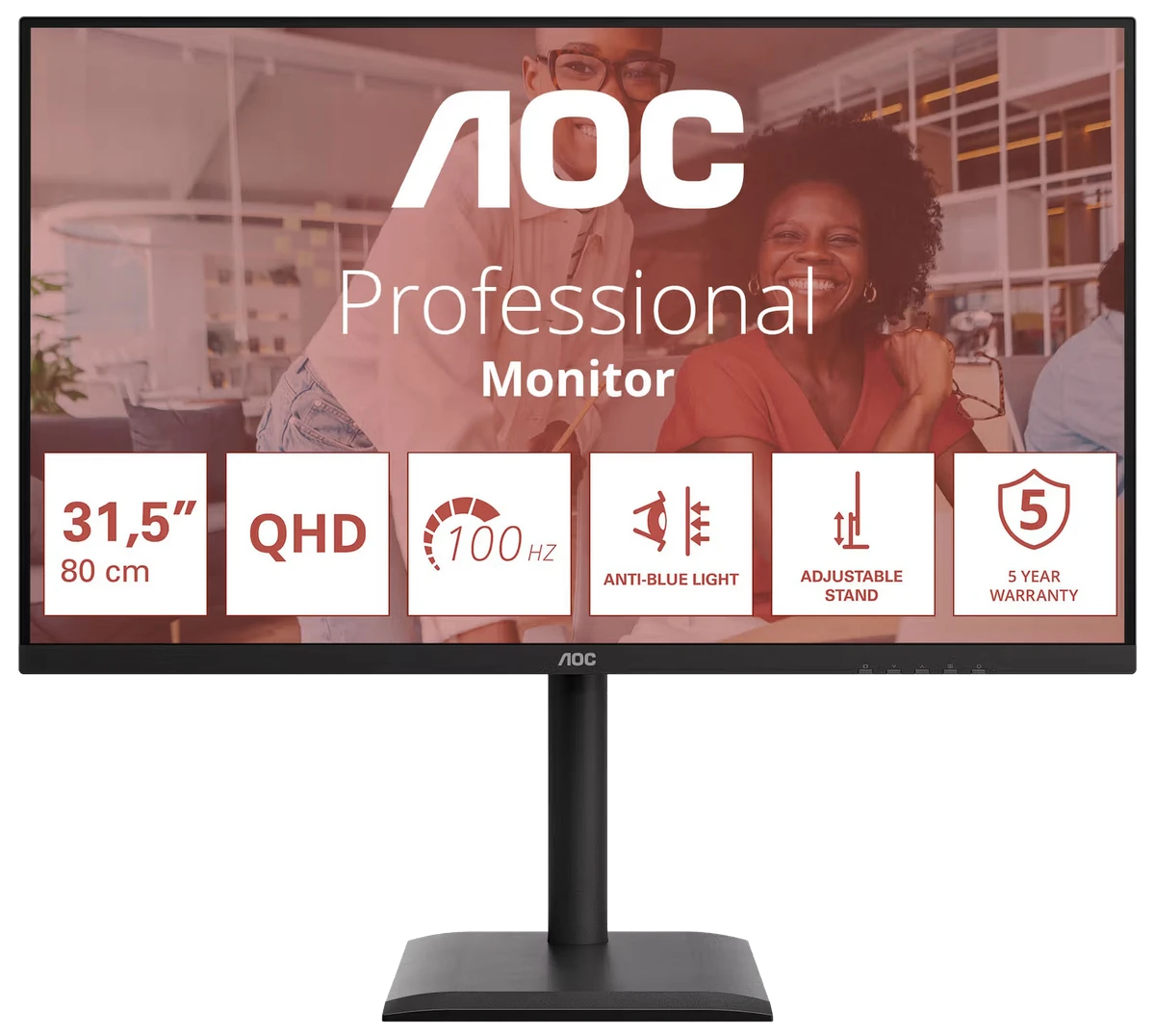 Монiтор TFT AOC 31.5" Q32E4U IPS QHD 100Hz 2*HDMI DP Pivot USB MM Black