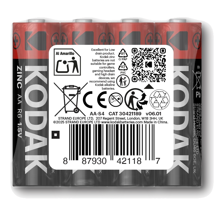 Батарейка KODAK ZINC ECONOMY R06 SH 1x4 шт.