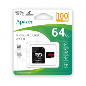 Карт. пам. Apacer microSDXC UHS-I 64GB R100 +SD