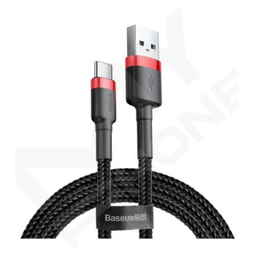 Кабель Baseus Cafule USB to Type-C 3A 1m(CATKLF-B91)черв-чор