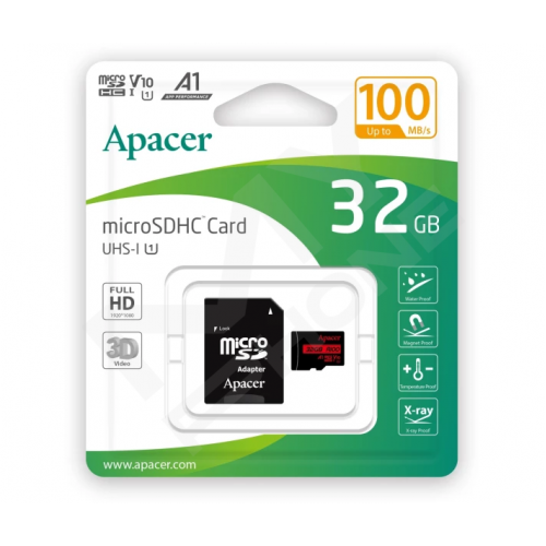 Карт. пам. Apacer microSDHC UHS-I 32GB R100 +SD