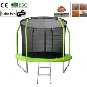 Якісний батут із внутрішньою захисною сіткою виробництво MERSCO, 252 см, 8 фут, драбинка, сертифікати
