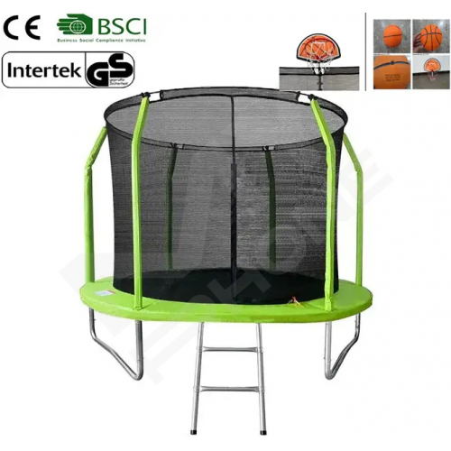 Якісний батут із внутрішньою захисною сіткою виробництво MERSCO, 252 см, 8 фут, драбинка, сертифікати