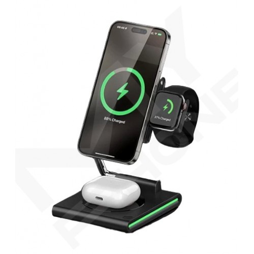 Бездротова зарядка MAXCO 3in1 15W WirelessCharger(MW07)чорн.