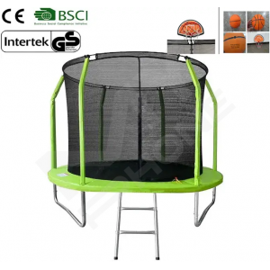 Якісний батут із внутрішньою захисною сіткою виробництво MERSCO, 252 см, 8 фут, драбинка, сертифікати