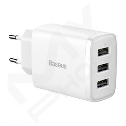 Зарядний пристрій Baseus Compact 3U 17W(CCXJ020102)білий